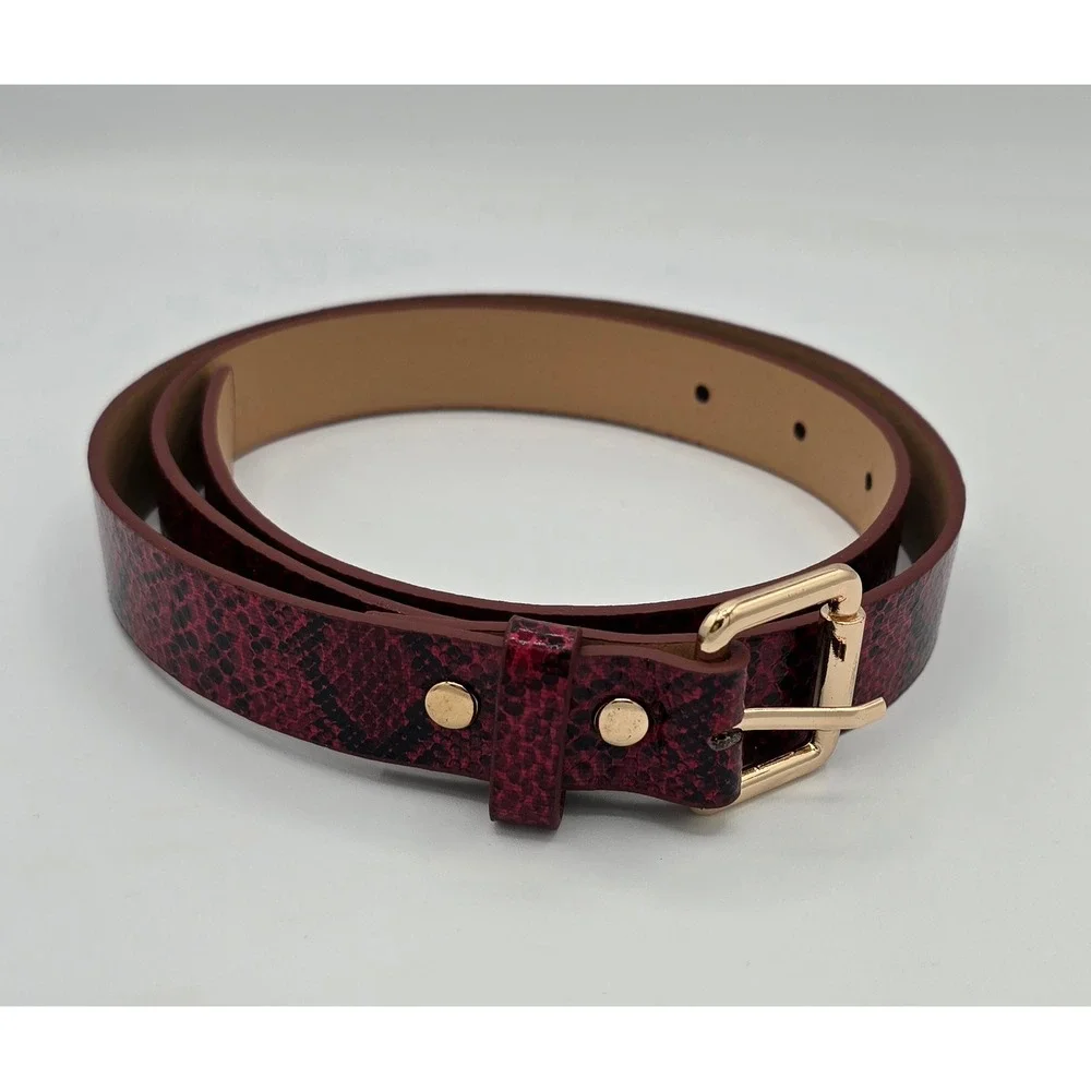 Snakeskin Embossed PU Leather Belt Women's 34